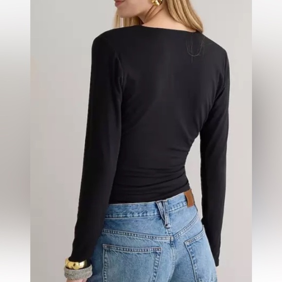 J.Crew Womens Formknit Long Sleeve Wrap Tartan Plaid Top Black Size Small BM345 - Picture 2 of 10